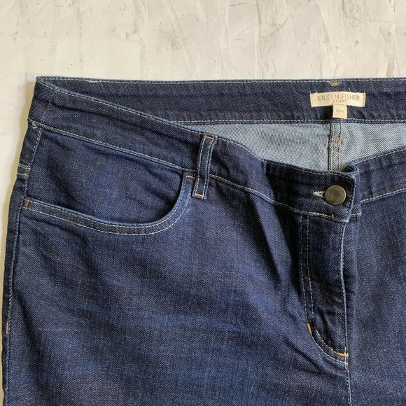 EILEEN FISHER Deep Indigo Stretch Crops Capris - Picture 5 of 7